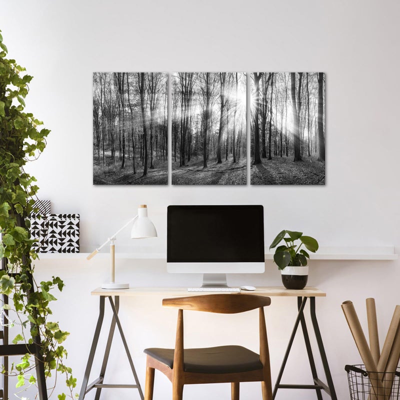 LevvArts Canvas Wall Art Black and White Forest Picture Art Prints Winter Sunrise Nature Landscape Painting for Bedroom Living Room Office Wall Decor - Image 5